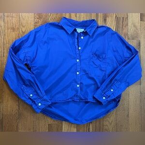 Alex Mill Cropped Button Down Shirt Blue Women’s M Boxy Cotton Oversized